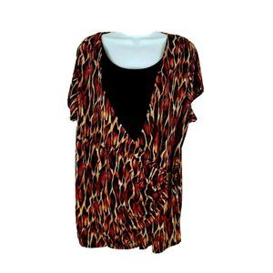 Pullover Short Sleeve Stretch Tunic Top with Squar